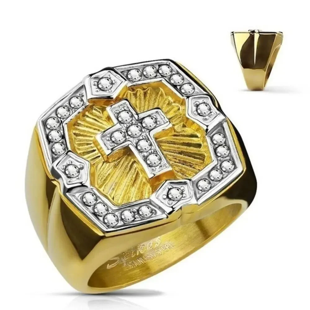 New stainless steel crystal cross ring